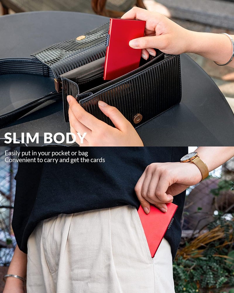 VULKIT Minimalist Credit Card Holder Pop Up Cards RFID Protection Slim Metal Wallet - Image 5